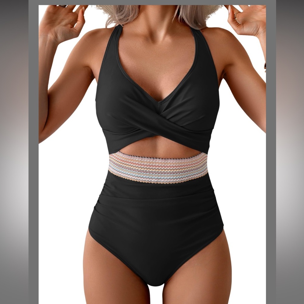 B2prity One Piece Swimsuit For Women Tummy Control V Neck Bathing Suit